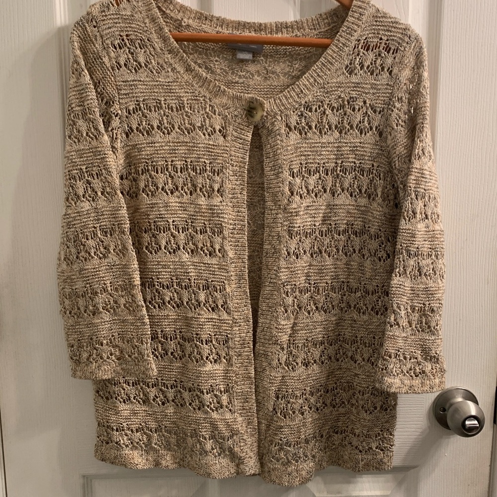 Open front Melange Knit Cardigan with Single Button and 3/4 sleeves EUC - Picture 8 of 8